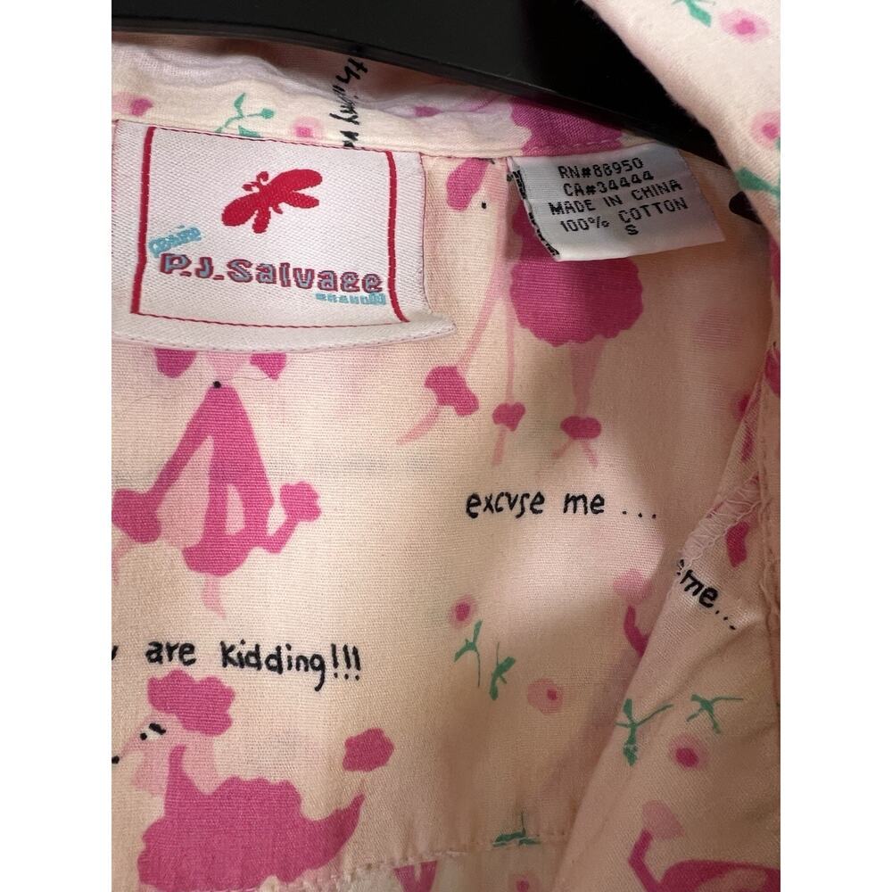 PJ Salvage Pink Poodle Dog Print Pajama Set Small Shorts Button Up Top - Picture 3 of 14